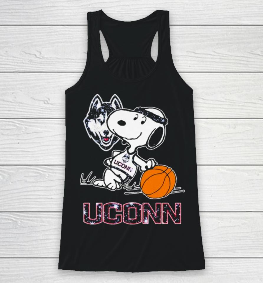 Snoopy Uconn Huskies Basketball Racerback Tank