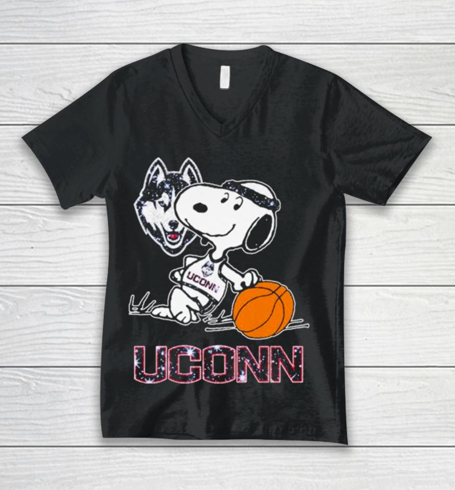 Snoopy Uconn Huskies Basketball Unisex V-Neck T-Shirt
