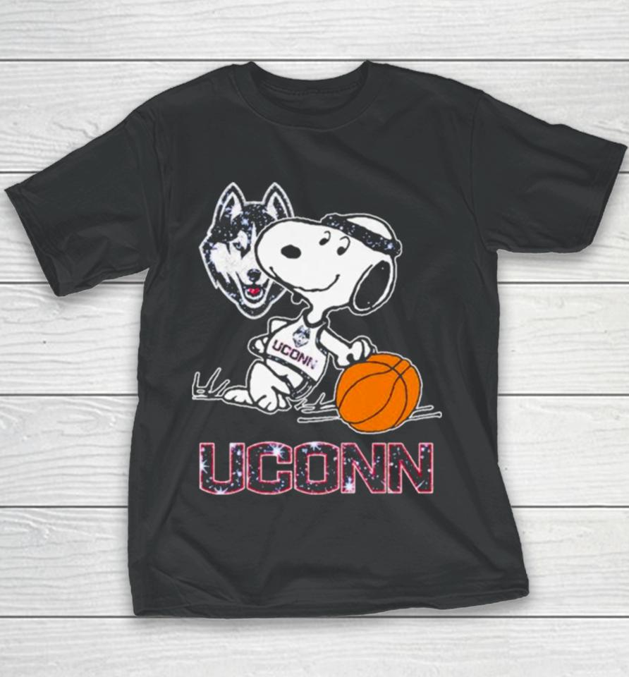 Snoopy Uconn Huskies Basketball Youth T-Shirt