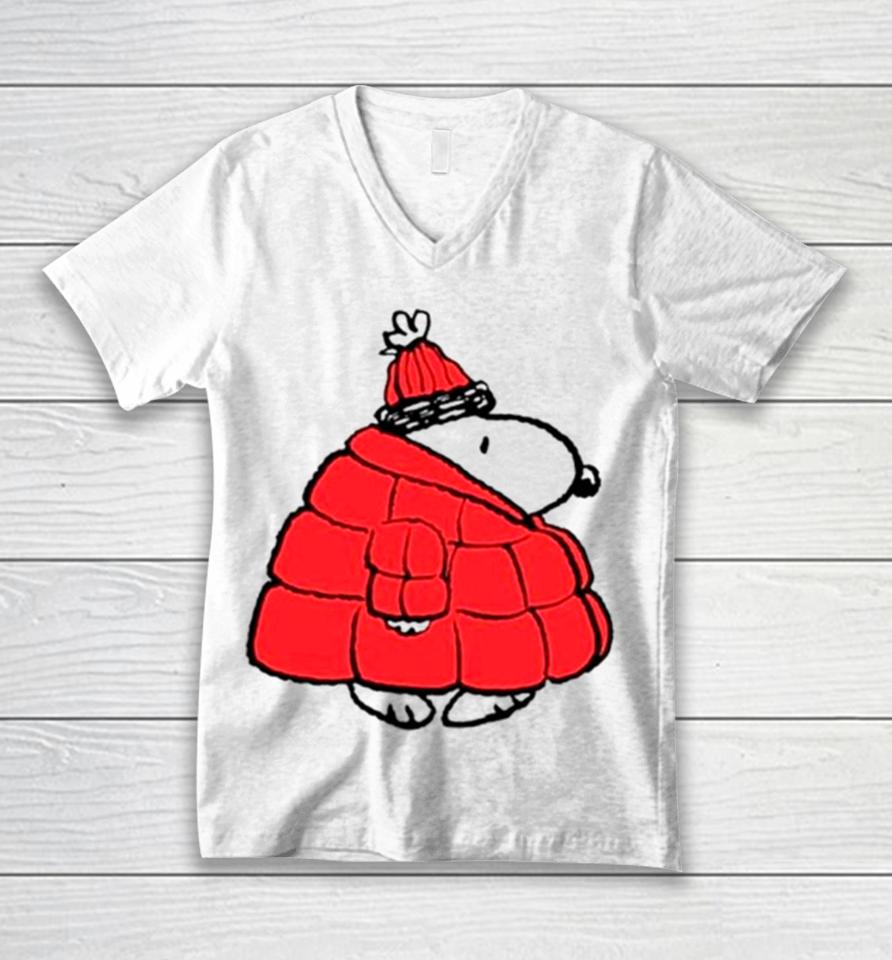 Snoopy Winter Puffy Unisex V-Neck T-Shirt