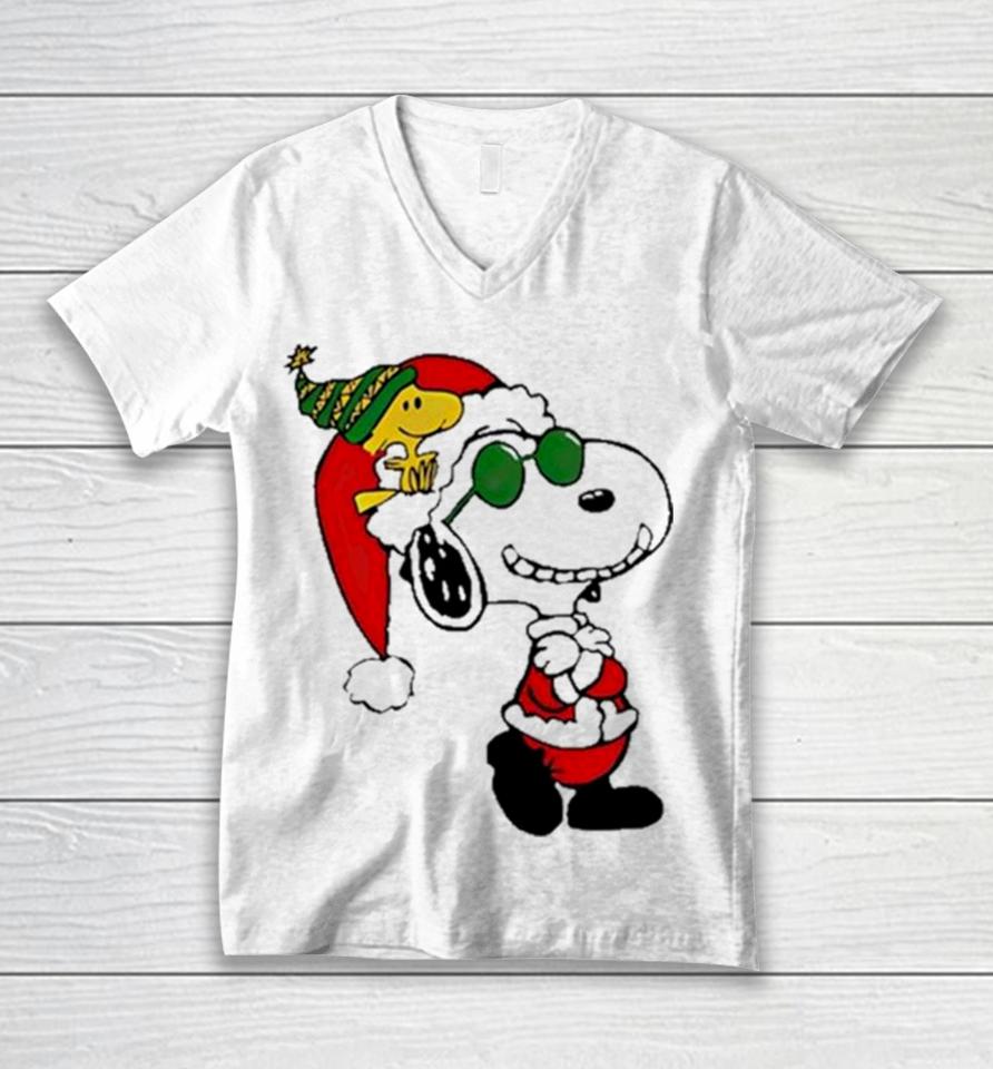 Snoopy Woodstock Peanuts Merry Christmas Unisex V-Neck T-Shirt