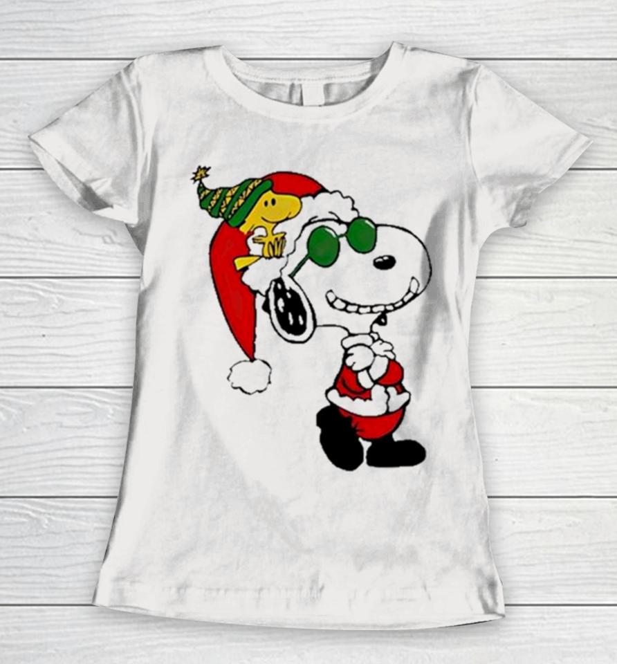 Snoopy Woodstock Peanuts Merry Christmas Women T-Shirt