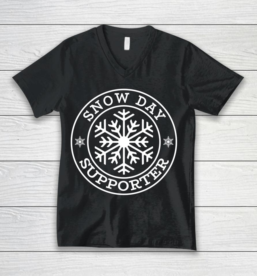 Snow Day Supporter Teacher Student Winter Snowflake Unisex V-Neck T-Shirt