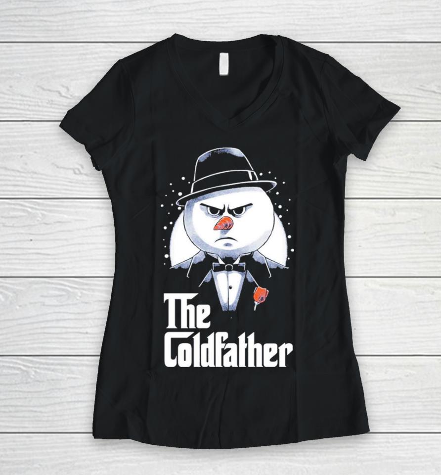 Snowman The Codfather Merry Christmas Women V-Neck T-Shirt