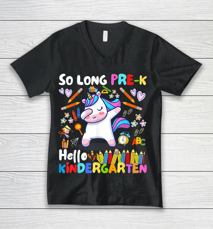 So Long Preschool Hello Kindergarten Teacher Pre-K Unisex V-Neck T-Shirt