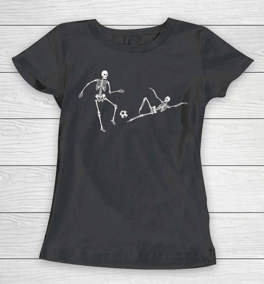 Soccer Skeleton Ghost Halloween Women T-Shirt