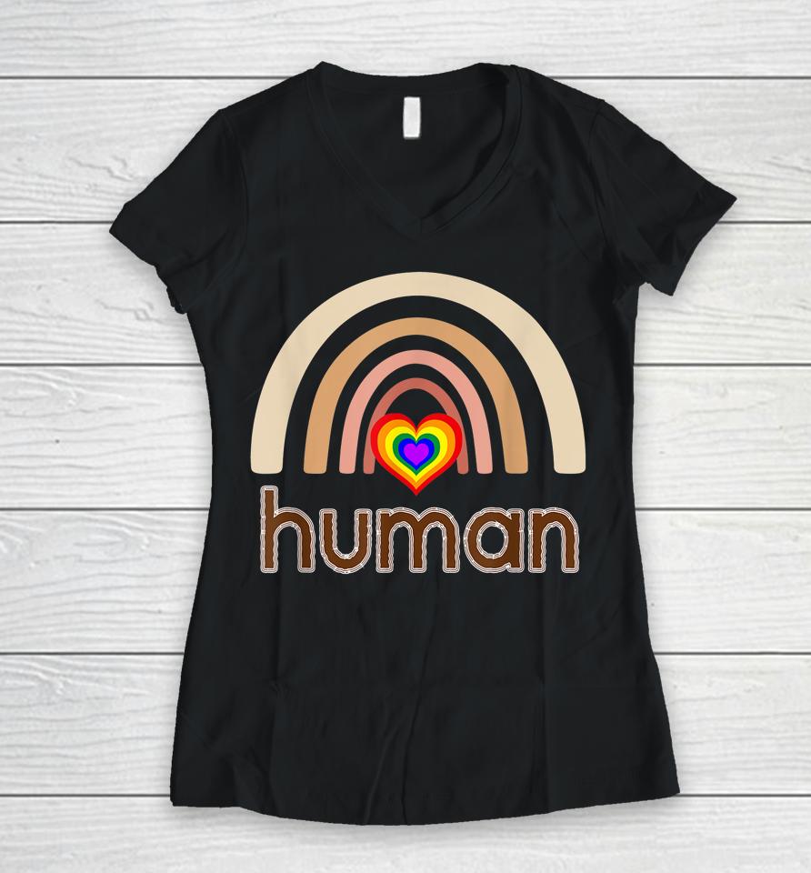 Social Justice Lgbtq Pride Anti Racism Human Rights Equality Women V-Neck T-Shirt