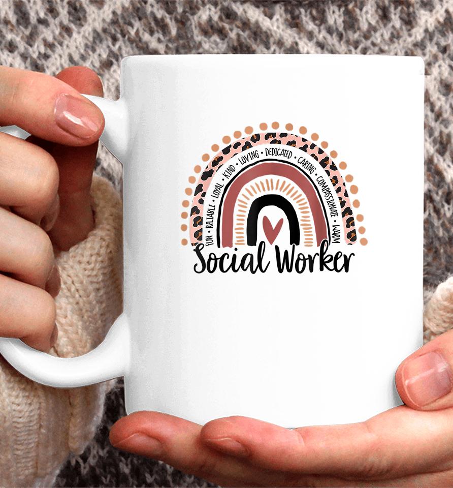 Social Worker Leopard Rainbow Social Work Christmas Pajama Coffee Mug