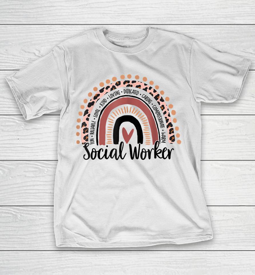 Social Worker Leopard Rainbow Social Work Christmas Pajama T-Shirt