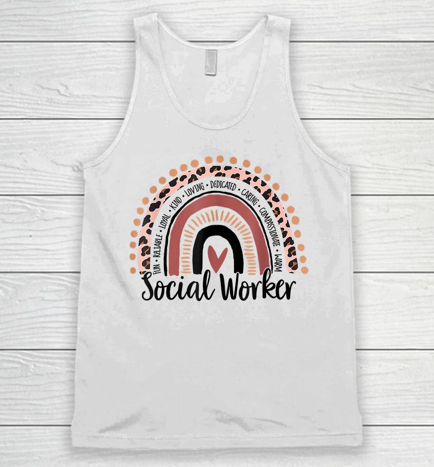 Social Worker Leopard Rainbow Social Work Christmas Pajama Unisex Tank Top