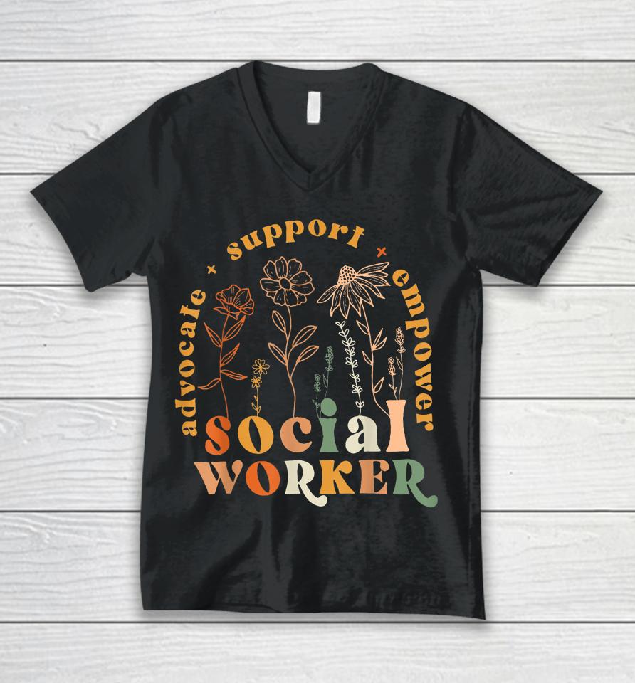 Social Worker T Shirt Funny Social Work Month Unisex V-Neck T-Shirt