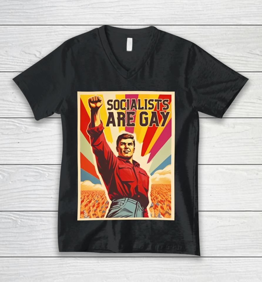 Socialists Are Gay Crewneck Unisex V-Neck T-Shirt