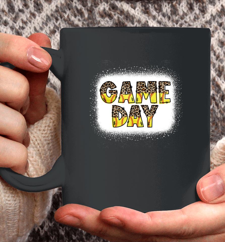 Softball And Baseball Game Day Mom Bleached Coffee Mug