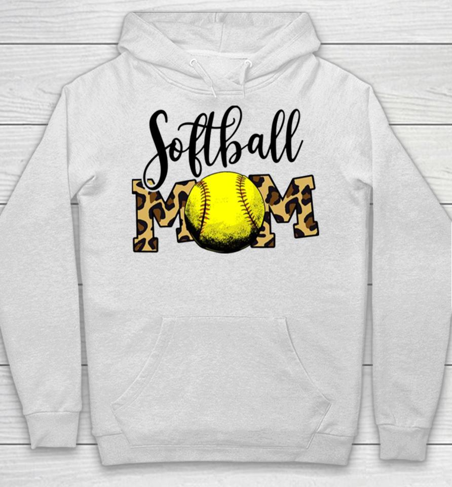 Softball Baseball Ball Mom Leopard Funny Mother’s Day Hoodie
