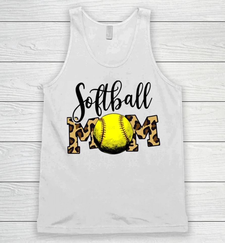 Softball Baseball Ball Mom Leopard Funny Mother’s Day Unisex Tank Top