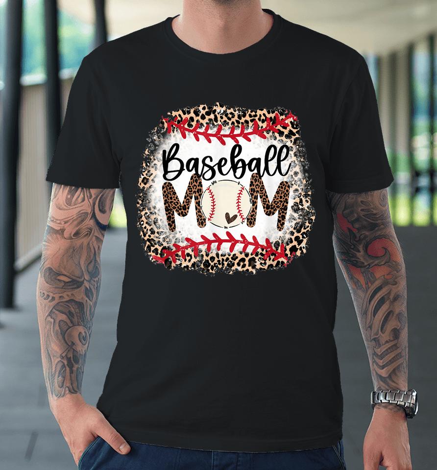 Softball Baseball Mama Leopard Teeball Mom Mother's Day Premium T-Shirt