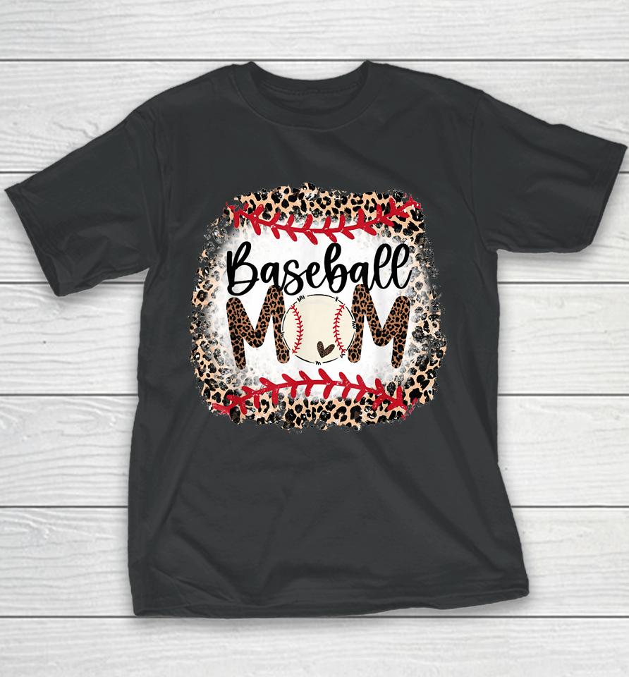 Softball Baseball Mama Leopard Teeball Mom Mother's Day Youth T-Shirt