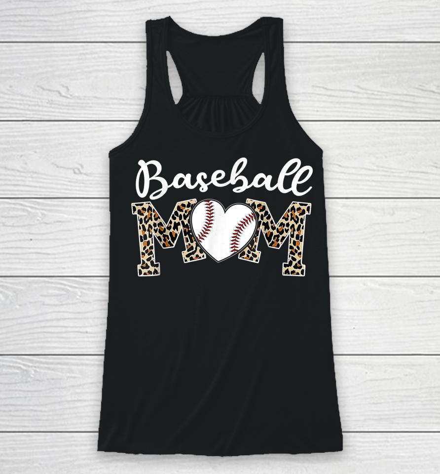 Softball Baseball Mom Leopard Tee Mother's Day Racerback Tank
