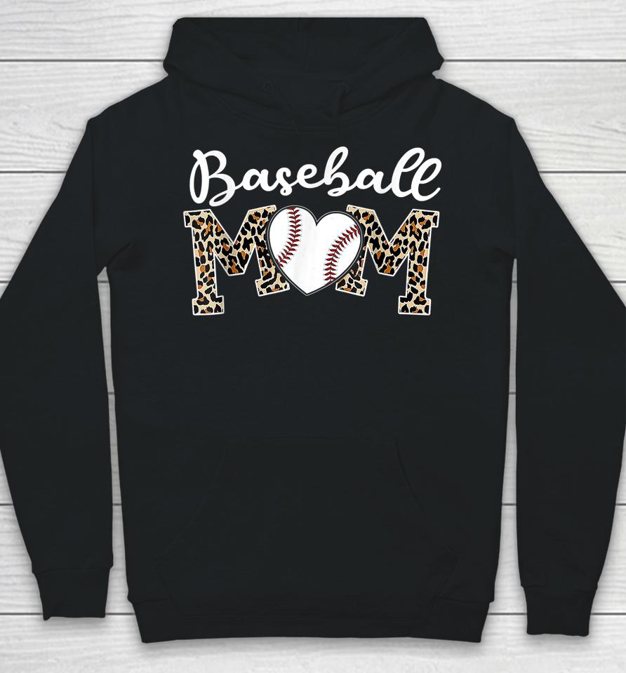 Softball Baseball Mom Leopard Tee Mother's Day Hoodie