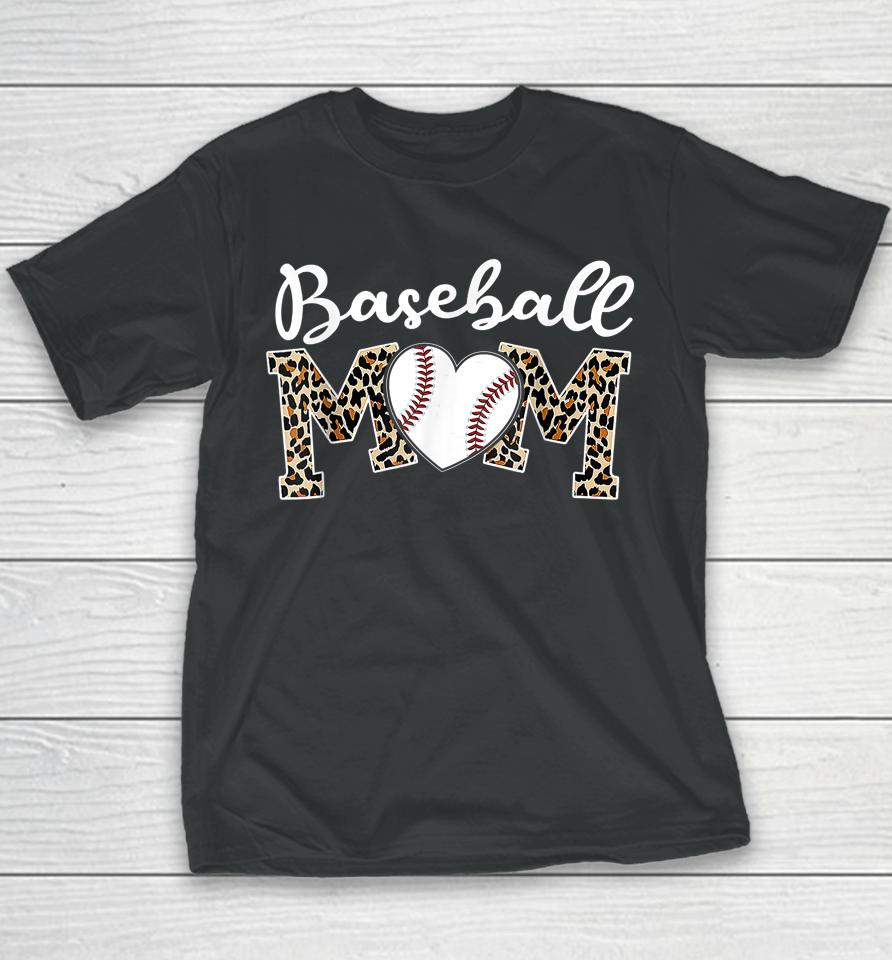Softball Baseball Mom Leopard Tee Mother's Day Youth T-Shirt