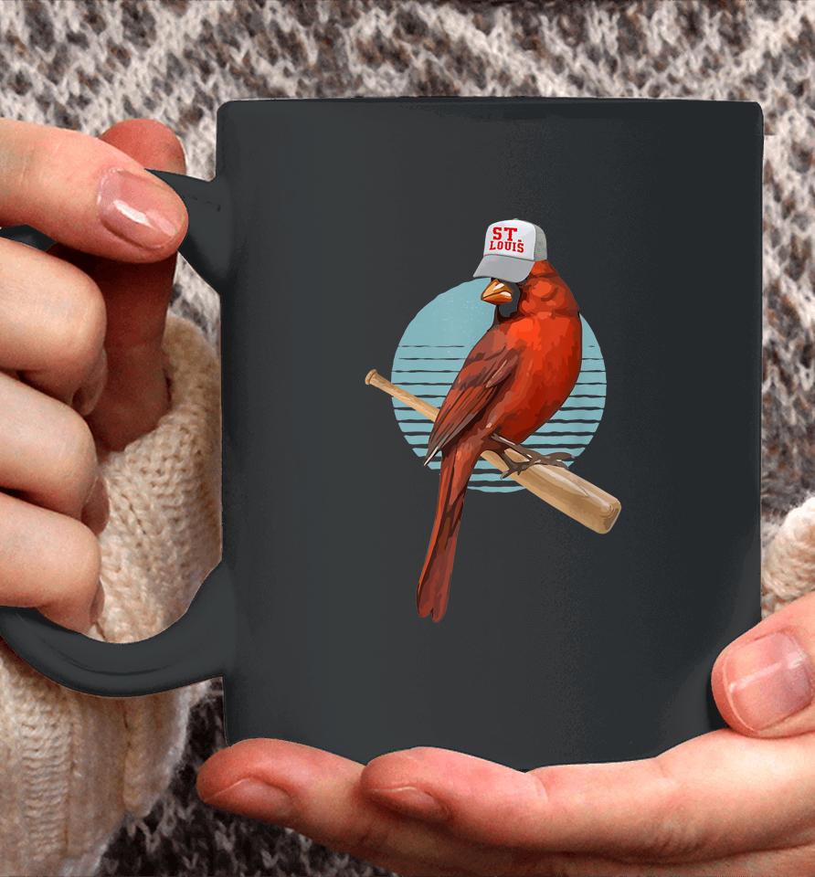 Softball Bird Pitcher Bird Watcher Retro Cardinal Coffee Mug