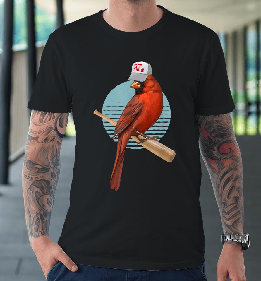 Softball Bird Pitcher Bird Watcher Retro Cardinal Premium T-Shirt