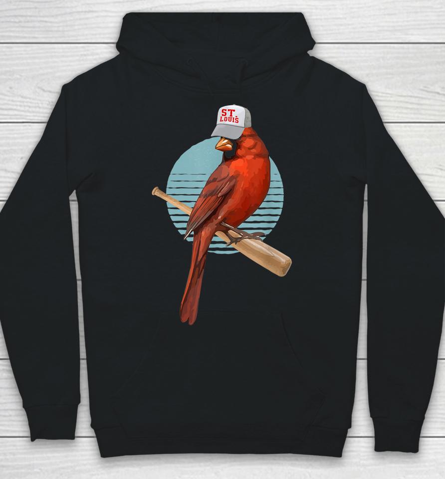 Softball Bird Pitcher Bird Watcher Retro Cardinal Hoodie