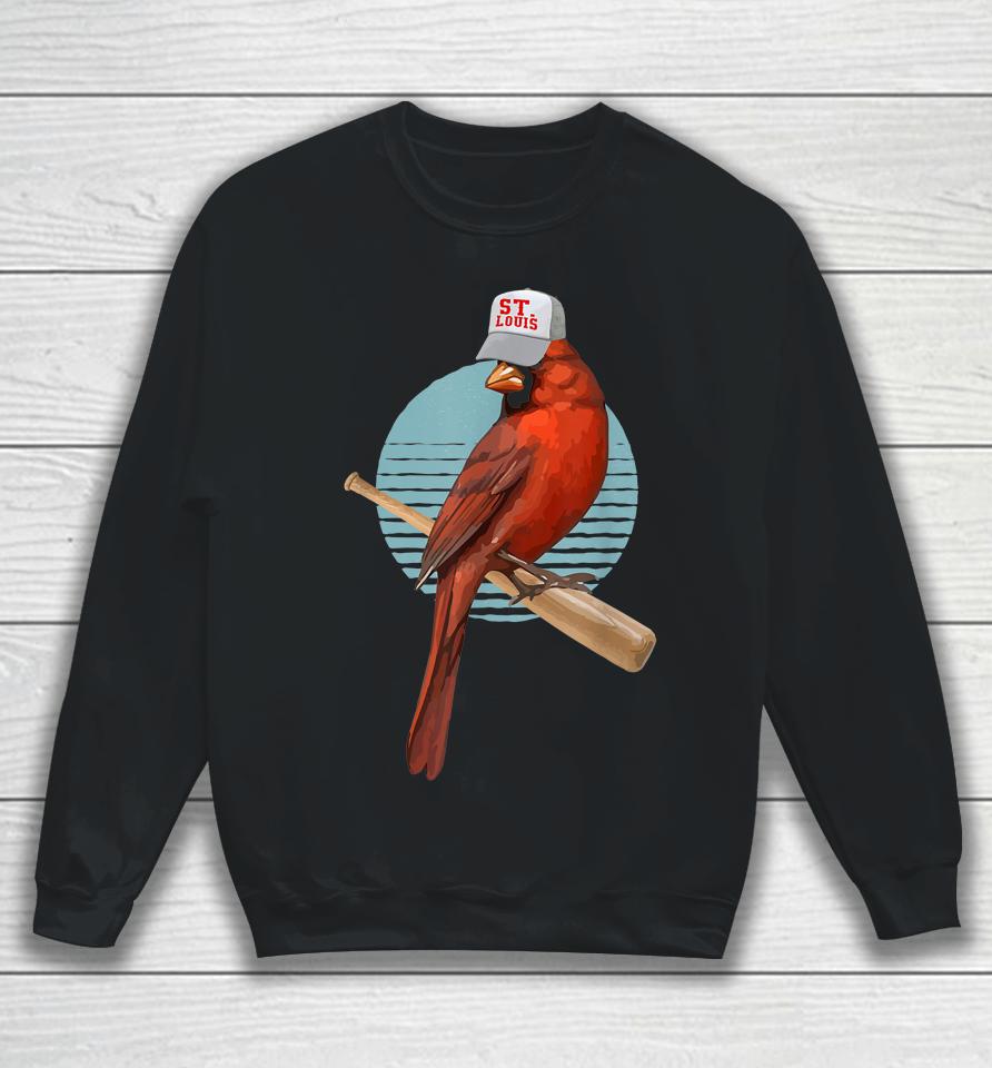 Softball Bird Pitcher Bird Watcher Retro Cardinal Sweatshirt