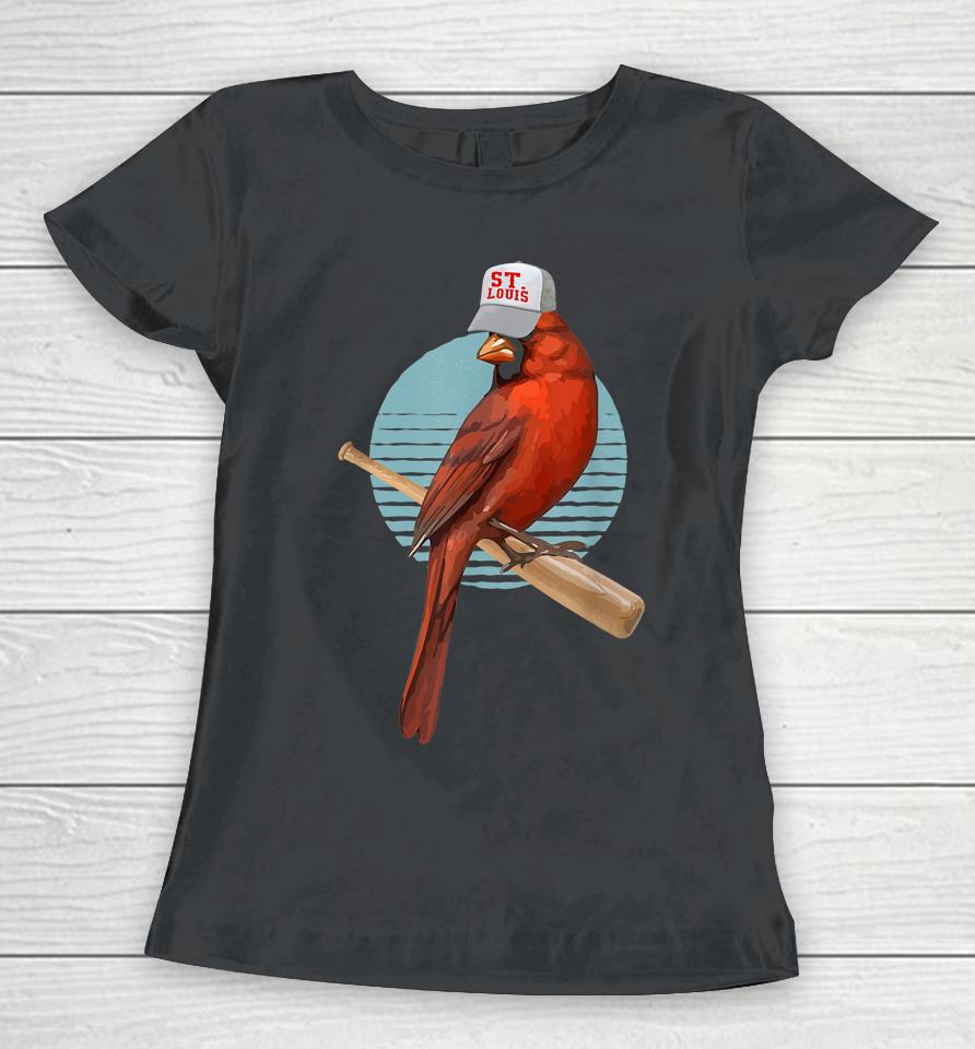 Softball Bird Pitcher Bird Watcher Retro Cardinal Women T-Shirt