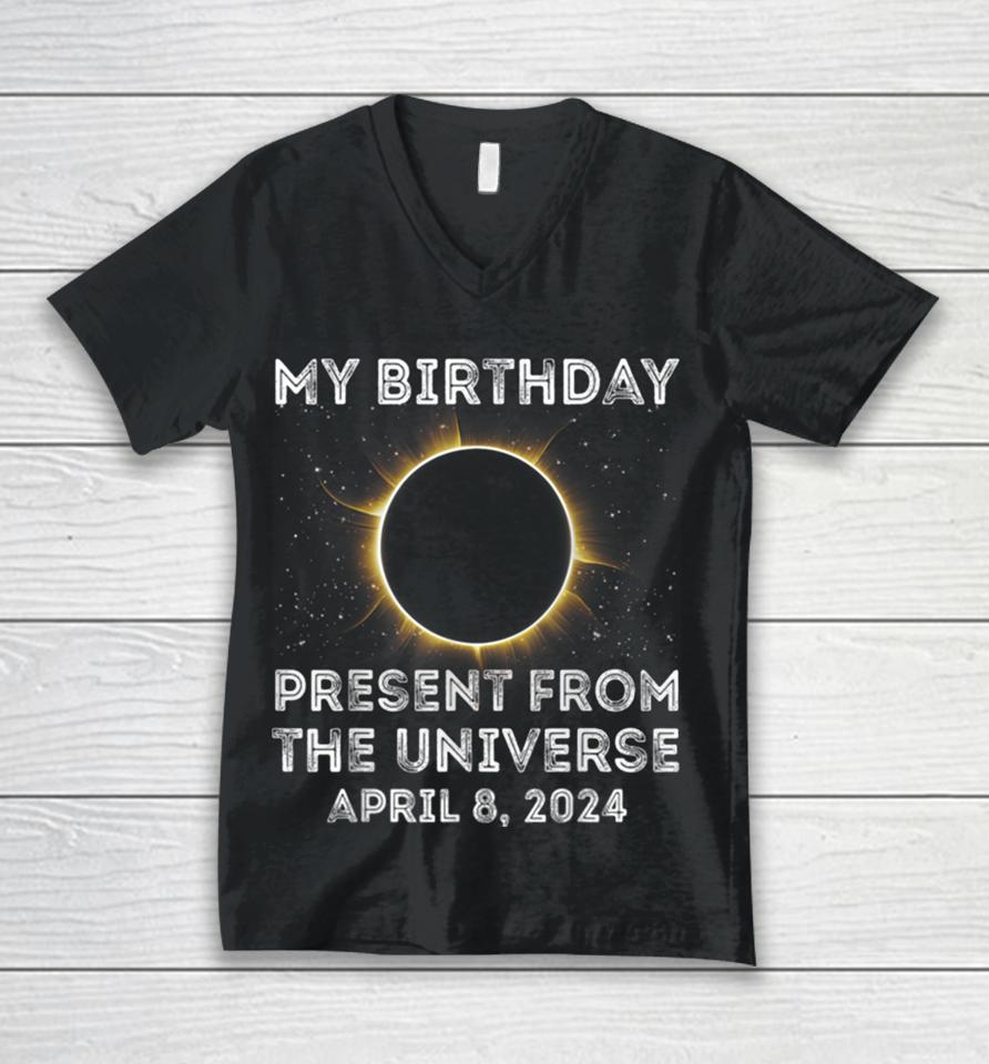 Solar Eclipse 2024 Birthday Present 4.8.24 Totality Universe Unisex V-Neck T-Shirt