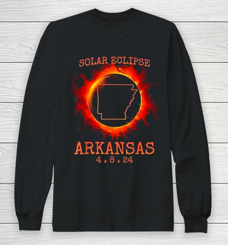 Solar Eclipse Totality Arkansas 4.8.24 State Path Souvenir Long Sleeve T-Shirt