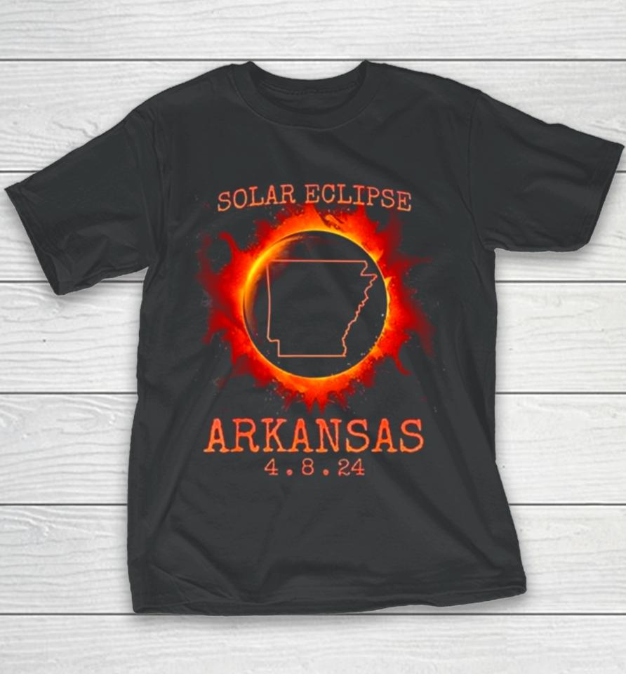 Solar Eclipse Totality Arkansas 4.8.24 State Path Souvenir Youth T-Shirt