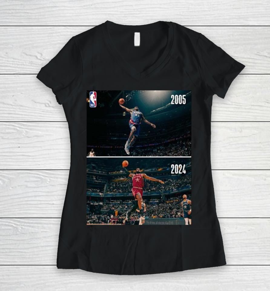 Some Things Never Change The Iconic Dunk Of Lebron James The King In Nba All Star Women V-Neck T-Shirt