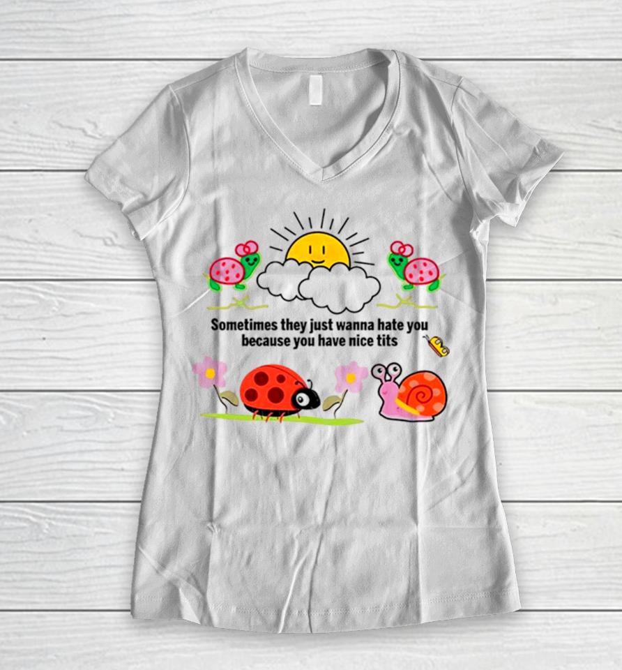 Sometimes They Just Wanna Hate You Because You Have Nice Tits Women V-Neck T-Shirt