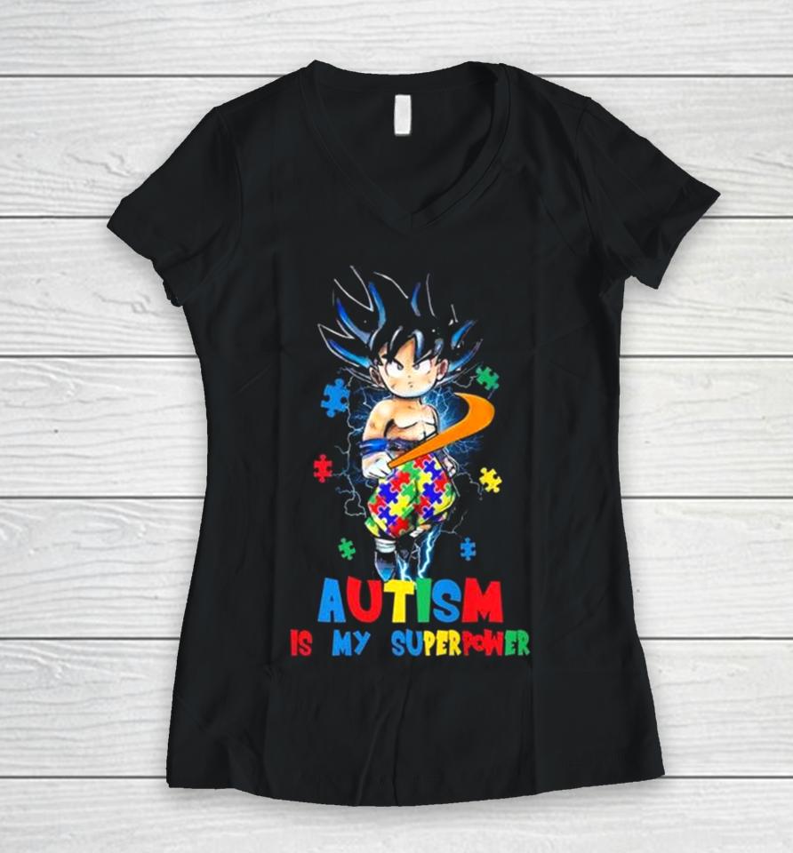 Songoku Autism Is My Superpower Women V-Neck T-Shirt