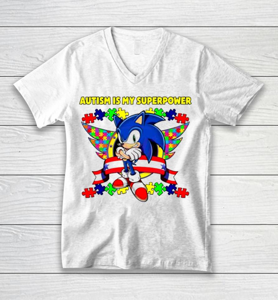Sonic Autism Is My Superpower Unisex V-Neck T-Shirt