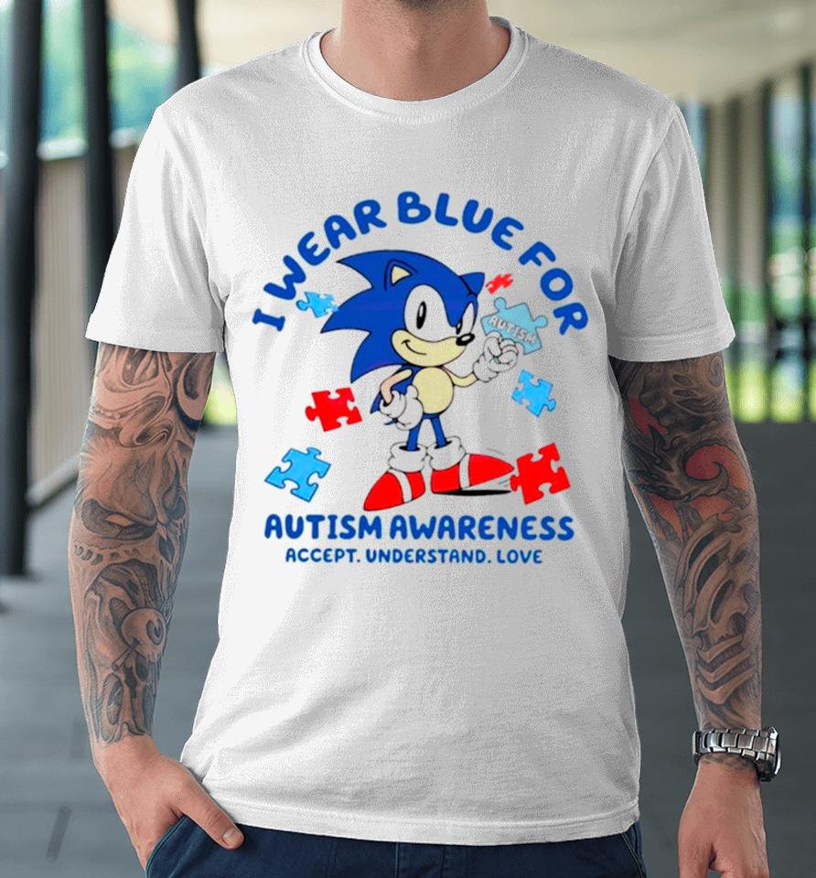 Sonic I Wear Blue For Autism Awareness Premium T-Shirt