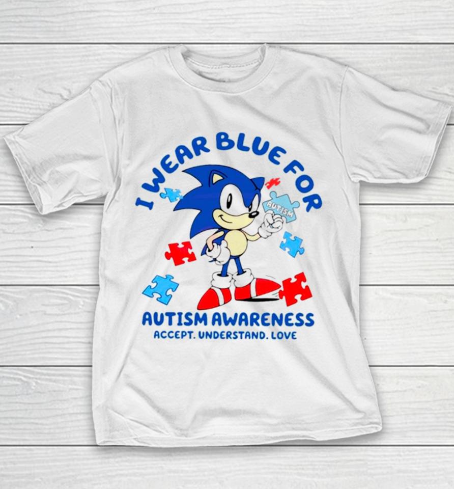Sonic I Wear Blue For Autism Awareness Youth T-Shirt