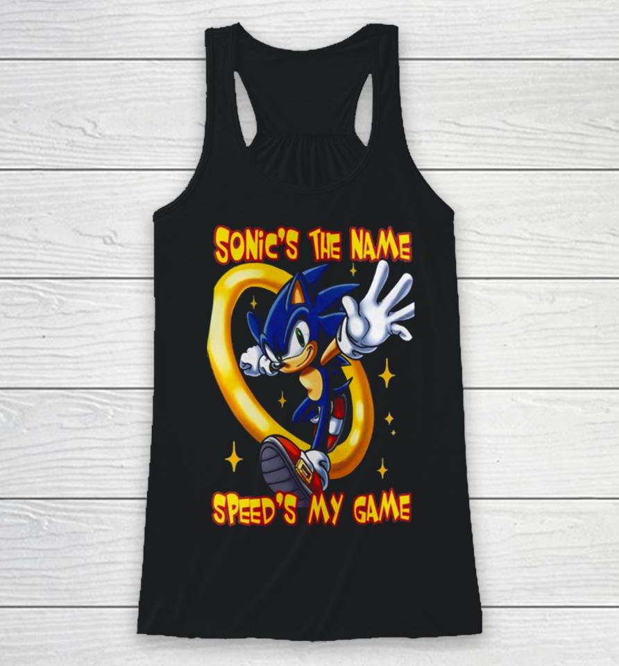Sonic The Hedgehog Sonic’s The Name Speed’s My Game Racerback Tank