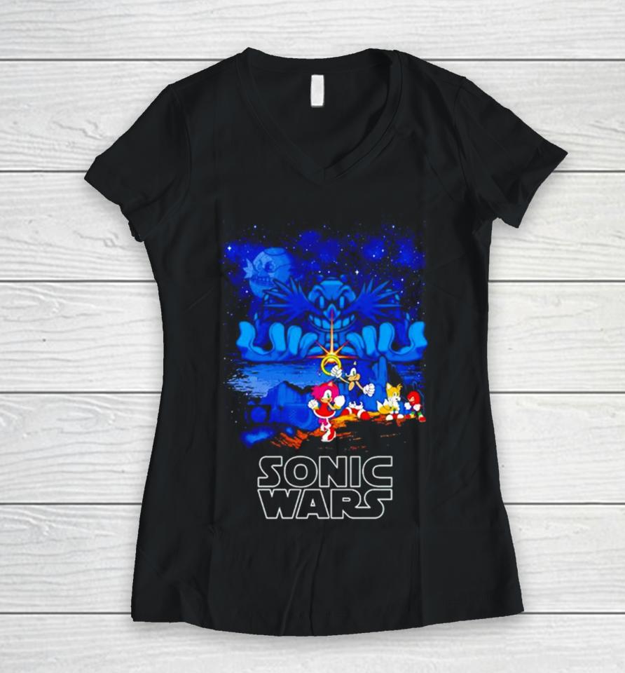 Sonic Wars Hedgehog Battle Women V-Neck T-Shirt