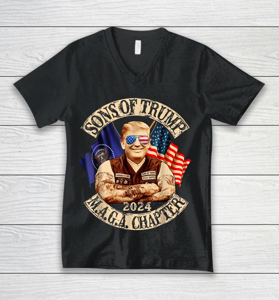 Sons Of Trump Maga Chapter 2024 Unisex V-Neck T-Shirt