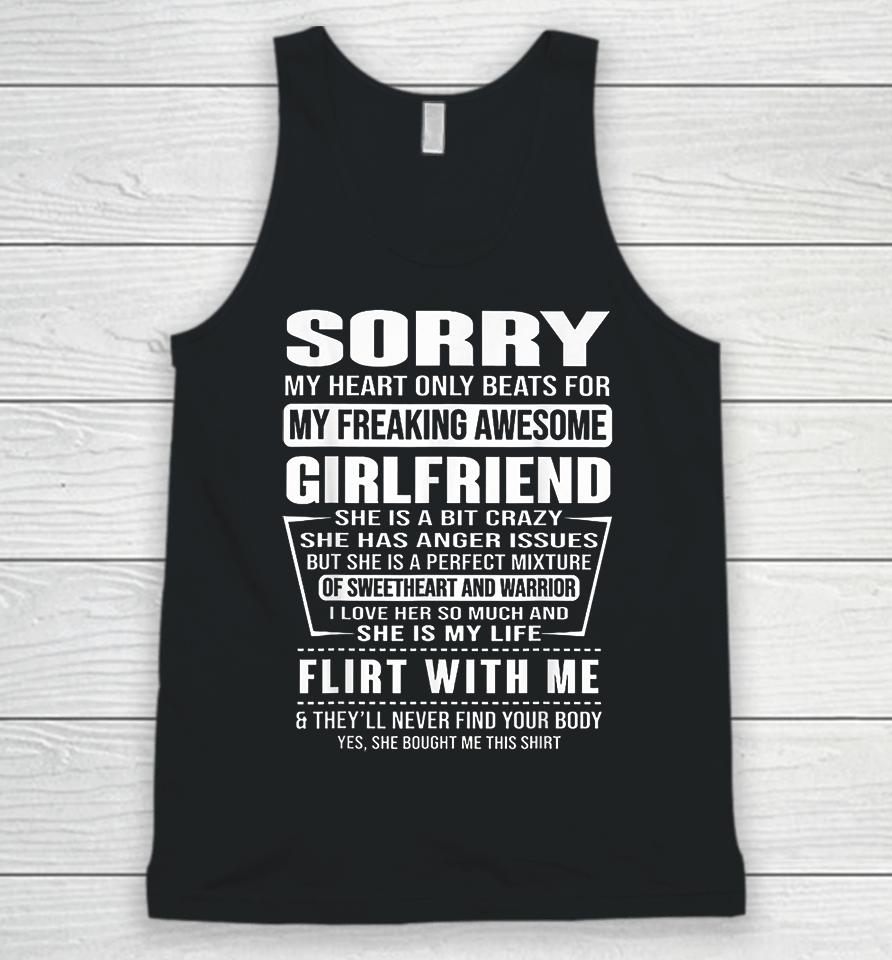 Sorry My Heart Only Beats For My Freaking Awesome Girlfriend Unisex Tank Top