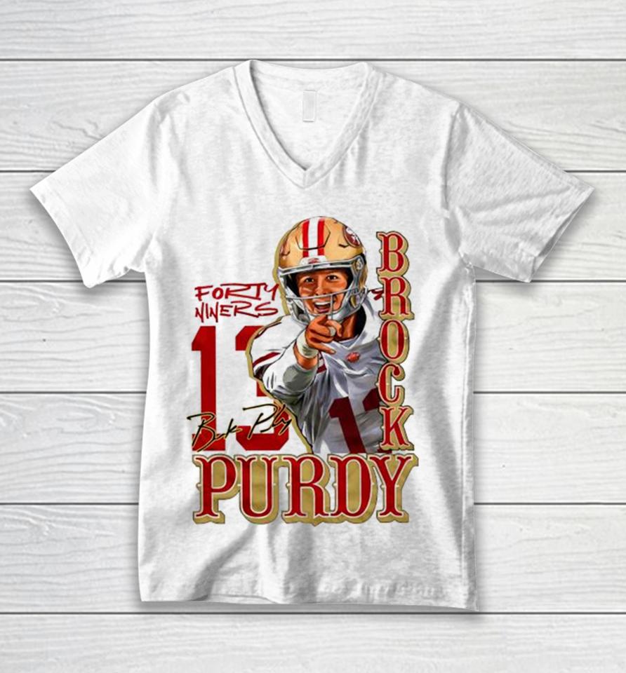 Sortie Brock Purdy Forty Niner Football Player Signature Unisex V-Neck T-Shirt