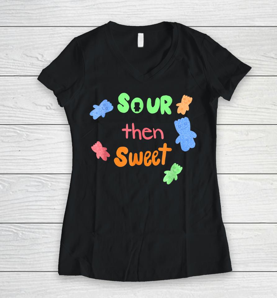Sour Then Sweet Sour Candy Patch Christmas Women V-Neck T-Shirt