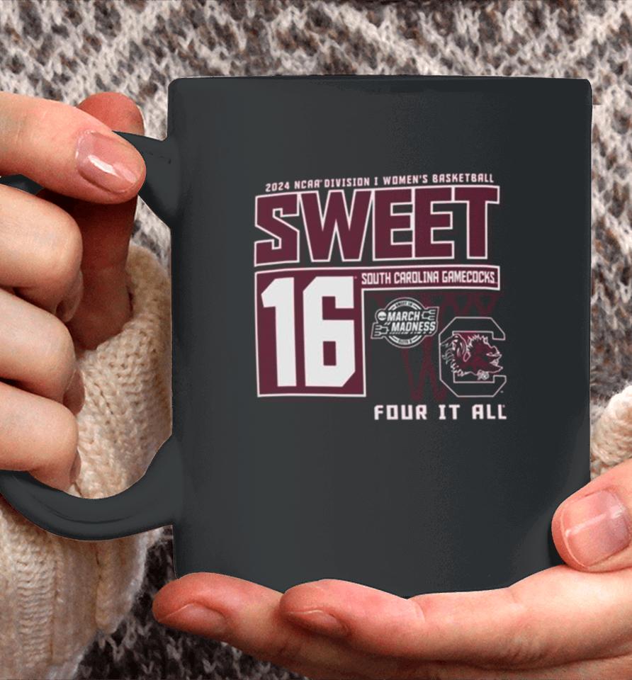 South Carolina Gamecocks 2024 Ncaa Division I Women’s Basketball Sweet 16 Four It All Coffee Mug