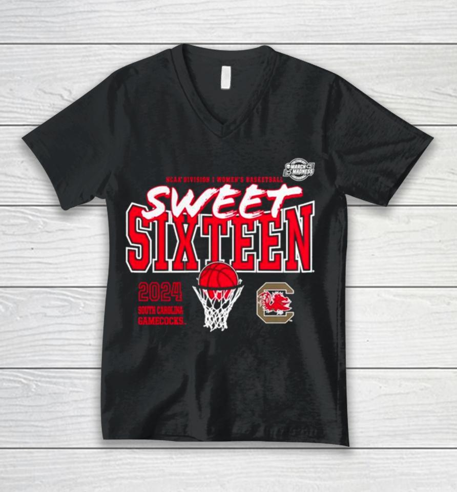 South Carolina Gamecocks 2024 Ncaa Women’s Basketball Tournament March Madness Sweet 16 Fast Break Unisex V-Neck T-Shirt