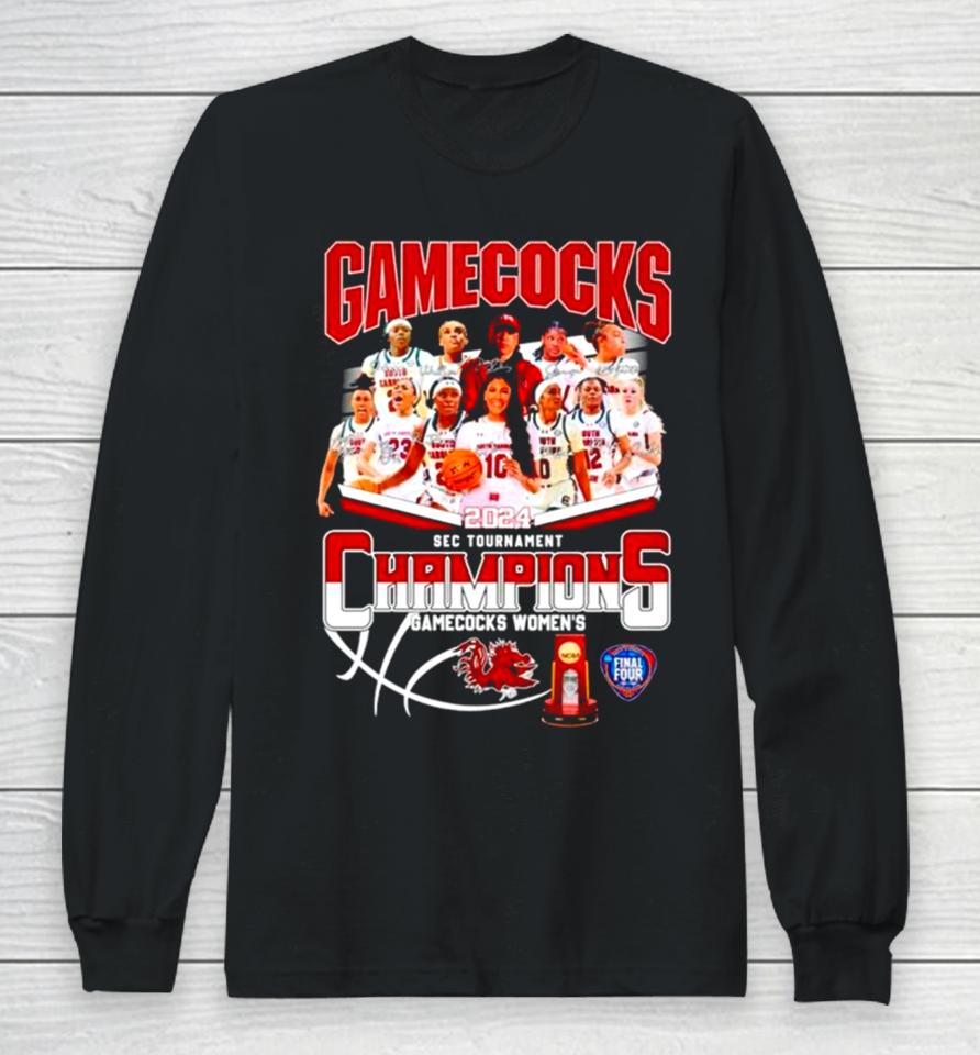 South Carolina Gamecocks Basketball 2024 Sec Tournament Champions Signatures Long Sleeve T-Shirt