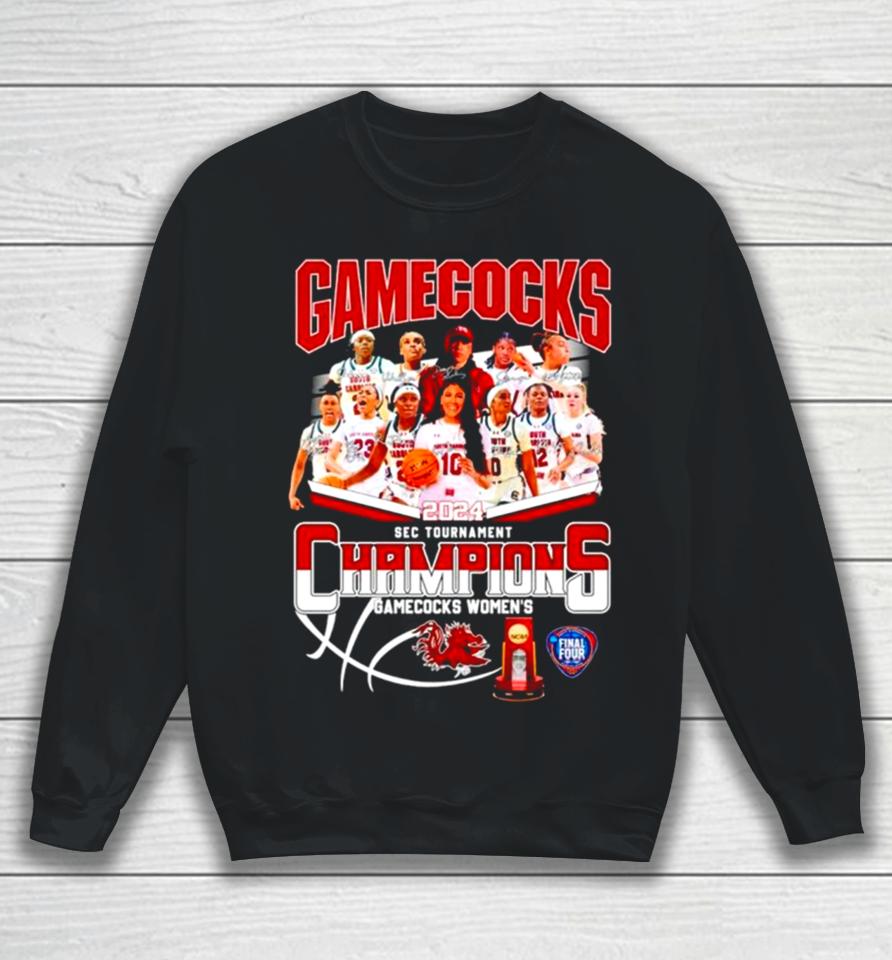 South Carolina Gamecocks Basketball 2024 Sec Tournament Champions Signatures Sweatshirt