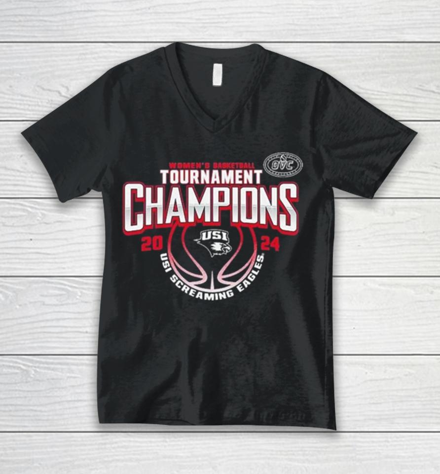 Southern Indiana Screaming Eagles 2024 Ovc Women’s Basketball Conference Tournament Champions Unisex V-Neck T-Shirt