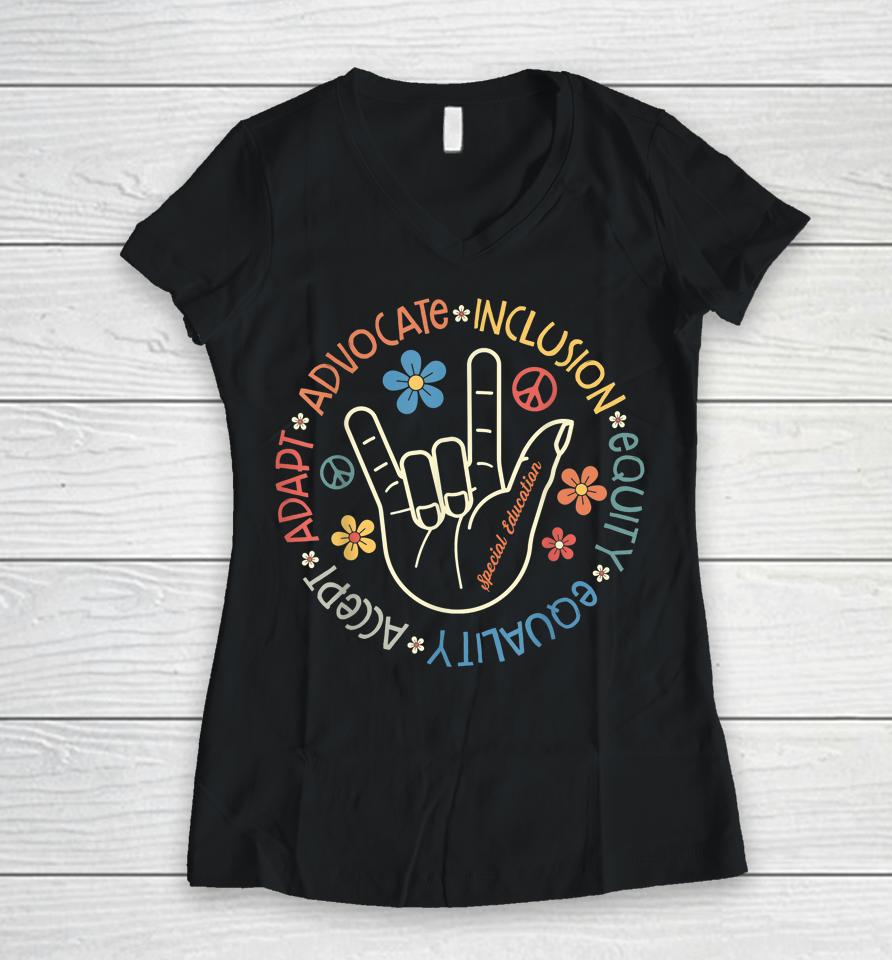 Special Education Teacher Inspirational Autism Awareness Women V-Neck T-Shirt